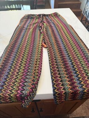 BECCA Multicolor Zigzag Swim Coverup Pants - Pink, Yellow, Green, Blue